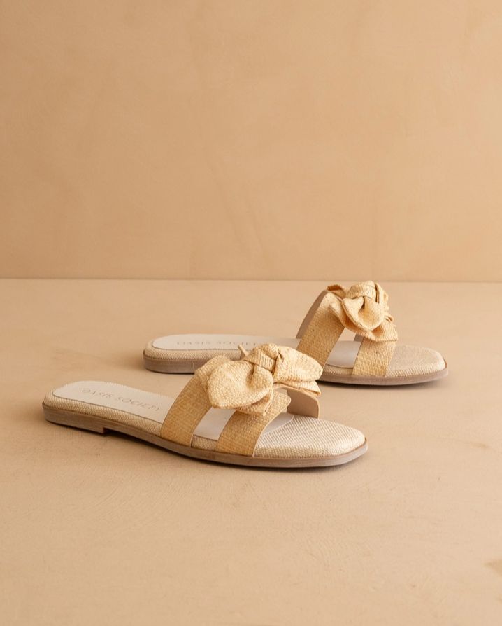 THE GINNY NATURAL TEXTURE BOW SLIDE