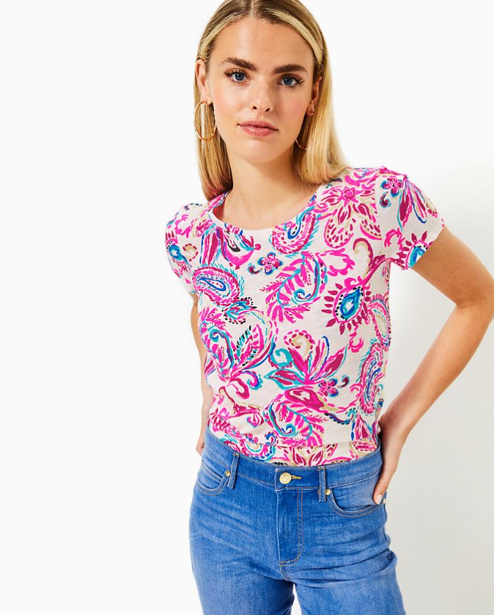 Etta Printed Scoop Neck Tee